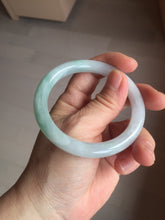 Load image into Gallery viewer, 54mm Certified Type A 100% Natural icy watery light green white round cut Guatemala Jadeite bangle AU29-1324
