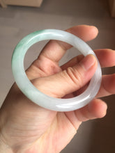 Load image into Gallery viewer, 54mm Certified Type A 100% Natural icy watery light green white round cut Guatemala Jadeite bangle AU29-1324
