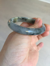 Load image into Gallery viewer, 49mm certified Type A 100% Natural icy watery yellow black(WuJi) oval Jadeite Jade bangle BM113-2674
