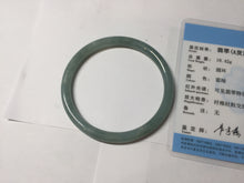 Load image into Gallery viewer, 56.5mm Certified Type A 100% Natural light green/blue/gray Guatemala slim round cut Jadeite bangle PD71-8153

