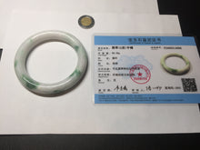 Load image into Gallery viewer, 57.8mm certified type A 100% Natural sunny green/white chubby round cut jadeite jade bangle BP9-4996
