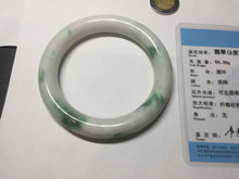 Load image into Gallery viewer, 57.8mm certified type A 100% Natural sunny green/white chubby round cut jadeite jade bangle BP9-4996
