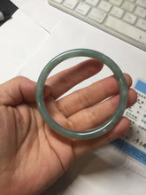 Load image into Gallery viewer, 56.5mm Certified Type A 100% Natural light green/blue/gray Guatemala slim round cut Jadeite bangle PD71-8153
