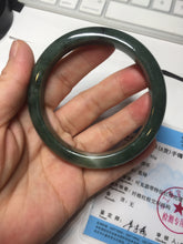 Load image into Gallery viewer, 57.2mm certified natural Type A oily dark green/black jadeite jade bangle BG77-0408
