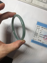 Load image into Gallery viewer, 56.5mm Certified Type A 100% Natural light green/blue/gray Guatemala slim round cut Jadeite bangle PD71-8153
