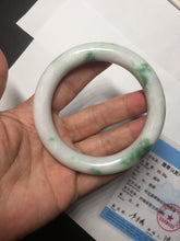 Load image into Gallery viewer, 57.8mm certified type A 100% Natural sunny green/white chubby round cut jadeite jade bangle BP9-4996
