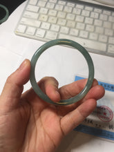 Load image into Gallery viewer, 56.5mm Certified Type A 100% Natural light green/blue/gray Guatemala slim round cut Jadeite bangle PD71-8153
