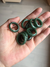 Load image into Gallery viewer, Size 2 1/2-8 100% natural type A oily dark green/black jadeite jade band ring AX158
