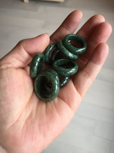 Load image into Gallery viewer, Size 2 1/2-8 100% natural type A oily dark green/black jadeite jade band ring AX158
