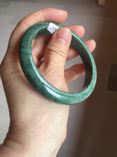 Load image into Gallery viewer, 58mm certified type A 100% Natural oily spinach green jadeite jade bangle PC12-9257
