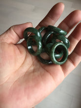 Load image into Gallery viewer, Size 2 1/2-8 100% natural type A oily dark green/black jadeite jade band ring AX158
