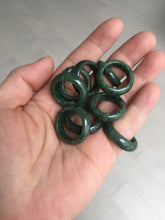 Load image into Gallery viewer, Size 2 1/2-8 100% natural type A oily dark green/black jadeite jade band ring AX158
