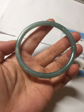 Load image into Gallery viewer, 60mm Certified Type A 100% Natural light green/blue/gray Guatemala slim round cut Jadeite bangle PD73-8152
