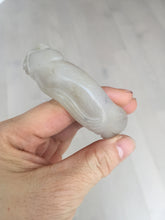 Load image into Gallery viewer, 60mm 100% natural light pink/white/gray carved nine-tailed fox Quartzite (Shetaicui jade)bangle XY112
