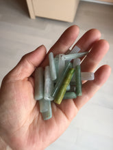 Load image into Gallery viewer, 100% natural type A jadeite jade icy watery green white purple black energy bar pendant group AX153
