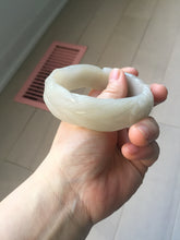 Load image into Gallery viewer, 60mm 100% natural light pink/white/gray carved nine-tailed fox Quartzite (Shetaicui jade)bangle XY112
