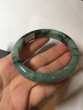Load image into Gallery viewer, Shopify only! 59mm certified type A 100% Natural icy watery green/black Jadeite Jade bangle BM44-8566
