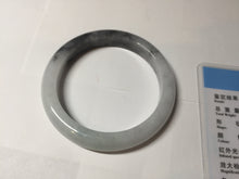 Load image into Gallery viewer, 51.5mm certified Type A 100% Natural black white light green (WuJi) Half Mountain, Half Water(半山半水) Jadeite Jade bangle PB158-5849
