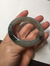 Load image into Gallery viewer, 53.7mm certificated Type A 100% Natural dark green gray black Jadeite Jade bangle S87-7052
