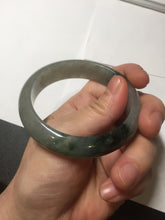 Load image into Gallery viewer, 53.7mm certificated Type A 100% Natural dark green gray black Jadeite Jade bangle S87-7052
