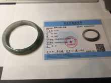 Load image into Gallery viewer, 60.5mm Certified Type A 100% Natural dark green/gray Jadeite Jade bangle S88-7057
