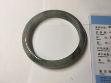 Load image into Gallery viewer, 60.5mm Certified Type A 100% Natural dark green/gray Jadeite Jade bangle S88-7057
