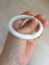 Load image into Gallery viewer, 51mm Certified Type A 100% Natural sunny green white Jadeite Jade oval bangle D161-5352
