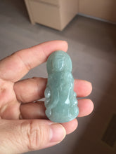 Load image into Gallery viewer, 100% natural white grade A light green white jadeite jade Guanyin pendants AU20-1
