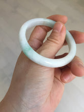 Load image into Gallery viewer, 51mm Certified Type A 100% Natural sunny green white Jadeite Jade oval bangle D161-5352
