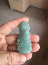 Load image into Gallery viewer, 100% natural white grade A light green white jadeite jade Guanyin pendants AU20-1
