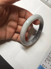 Load image into Gallery viewer, 51.5mm certified Type A 100% Natural black white light green (WuJi) Half Mountain, Half Water(半山半水) Jadeite Jade bangle PB158-5849
