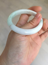 Load image into Gallery viewer, 51mm Certified Type A 100% Natural sunny green white Jadeite Jade oval bangle D161-5352
