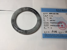 Load image into Gallery viewer, RESERVED! please don&#39;t order. Thank you. 55.5mm certified Type A 100% Natural black white light green (WuJi) chubby round cut Jadeite Jade bangle PB159-5845
