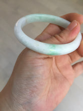 Load image into Gallery viewer, 51mm Certified Type A 100% Natural sunny green white Jadeite Jade oval bangle D161-5352
