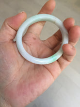 Load image into Gallery viewer, 51mm Certified Type A 100% Natural sunny green white Jadeite Jade oval bangle D161-5352
