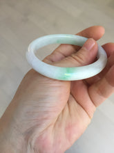 Load image into Gallery viewer, 51mm Certified Type A 100% Natural sunny green white Jadeite Jade oval bangle D161-5352
