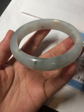 Load image into Gallery viewer, 59.5mm Certified Type A 100% Natural icy watery light green blue Jadeite Jade bangle BN68-2596
