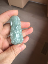 Load image into Gallery viewer, 100% natural white grade A light green white jadeite jade Guanyin pendants AU20-1
