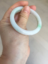 Load image into Gallery viewer, 51mm Certified Type A 100% Natural sunny green white Jadeite Jade oval bangle D161-5352
