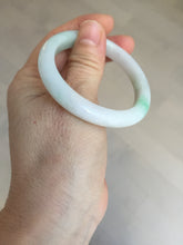 Load image into Gallery viewer, 51mm Certified Type A 100% Natural sunny green white Jadeite Jade oval bangle D161-5352
