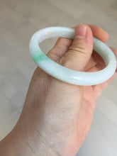 Load image into Gallery viewer, 51mm Certified Type A 100% Natural sunny green white Jadeite Jade oval bangle D161-5352
