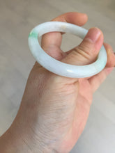 Load image into Gallery viewer, 51mm Certified Type A 100% Natural sunny green white Jadeite Jade oval bangle D161-5352
