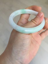 Load image into Gallery viewer, 51mm Certified Type A 100% Natural sunny green white Jadeite Jade oval bangle D161-5352
