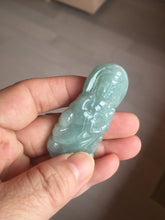 Load image into Gallery viewer, 100% natural white grade A light green white jadeite jade Guanyin pendants AU20-1
