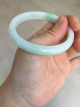 Load image into Gallery viewer, 51mm Certified Type A 100% Natural sunny green white Jadeite Jade oval bangle D161-5352
