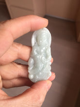 Load image into Gallery viewer, 100% natural white grade A light green white jadeite jade Guanyin pendants AU20-2
