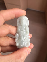 Load image into Gallery viewer, 100% natural white grade A light green white jadeite jade Guanyin pendants AU20-2
