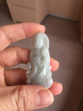 Load image into Gallery viewer, 100% natural white grade A light green white jadeite jade Guanyin pendants AU20-2
