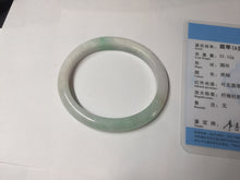 Load image into Gallery viewer, 51mm Certified Type A 100% Natural sunny green white Jadeite Jade oval bangle D161-5352
