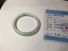 Load image into Gallery viewer, 51mm Certified Type A 100% Natural sunny green white Jadeite Jade oval bangle D161-5352
